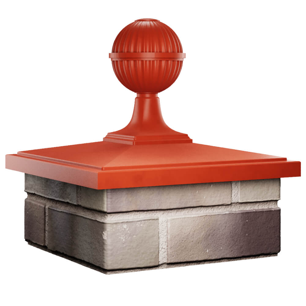 Колпак Zking БонаМоно Красный с шаром на столб 1.5х1.5 кирпича (385х385, 400х400мм) в сборе в Крымске фото