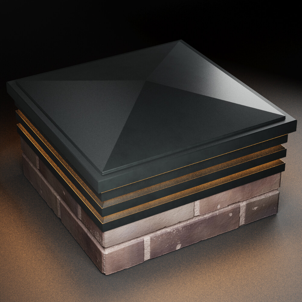 Колпак Zking Бона ХайТек Черный на столб 2х2 кирпича (513х513мм) с подсветкой в Крымске фото