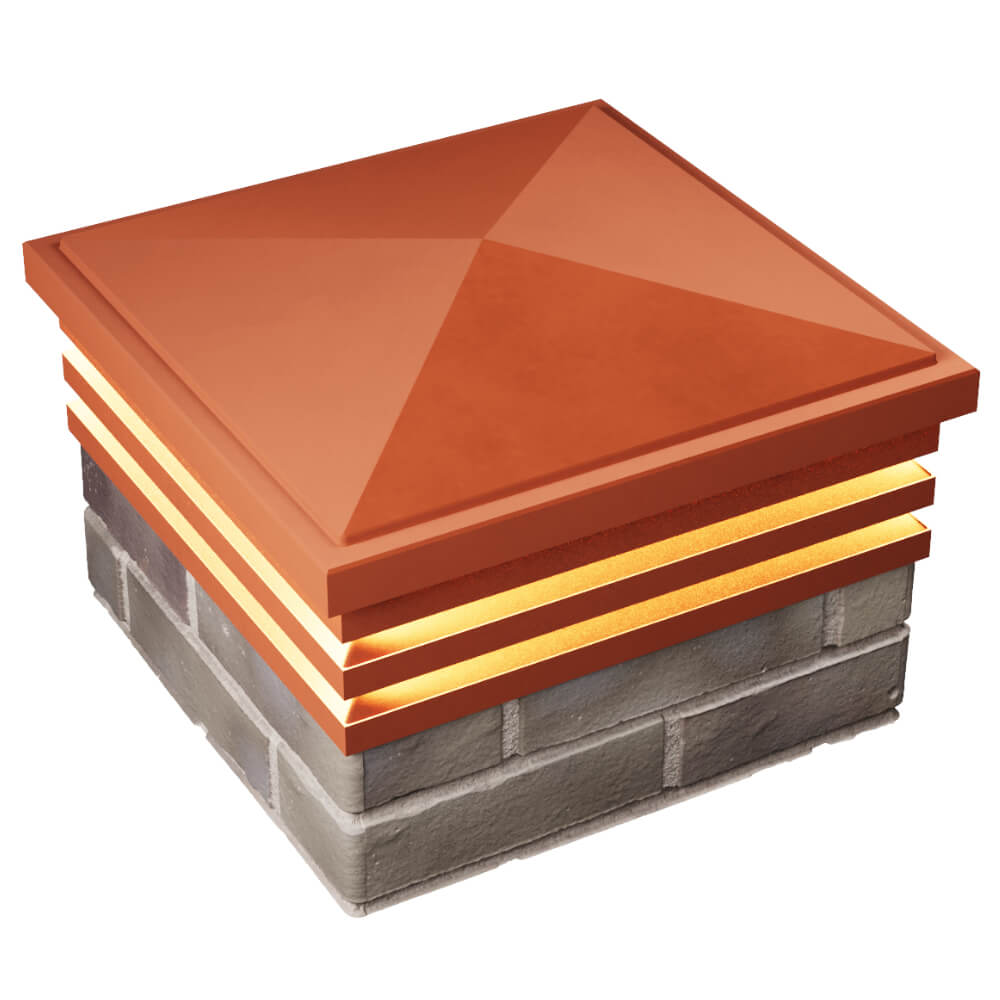 Колпак Zking Бона ХайТек Красный на столб 1.5х1.5 кирпича (385х385мм) с подсветкой в Крымске фото