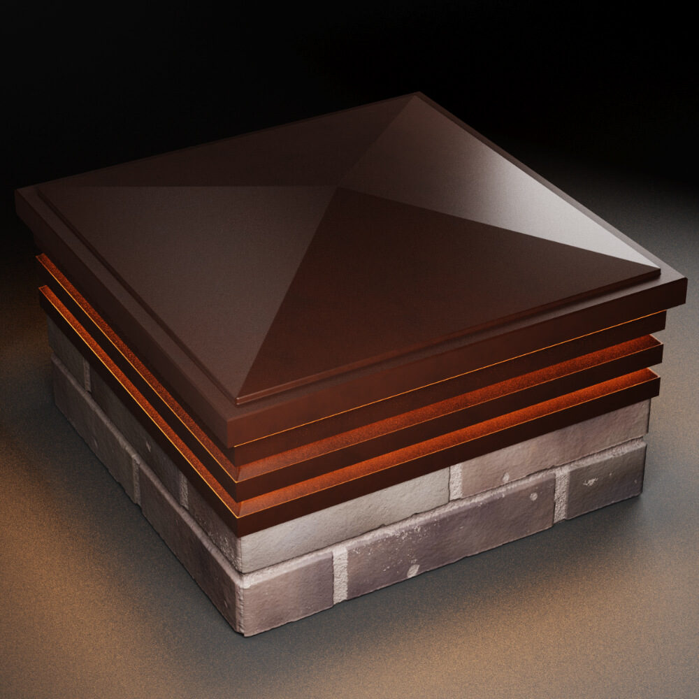 Колпак Zking Бона ХайТек Коричневый на столб 2х2 кирпича (513х513мм) с подсветкой в Крымске фото