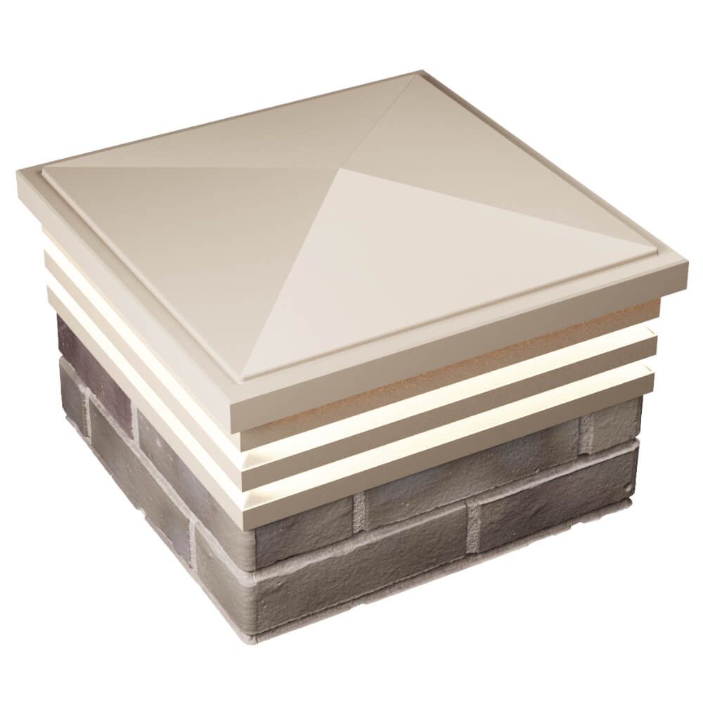 Колпак Zking Бона ХайТек Бежевый на столб 1.5х1.5 кирпича (385х385мм) с подсветкой в Крымске фото