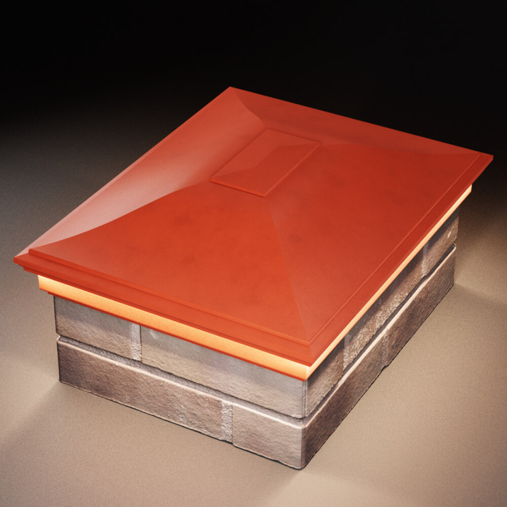 Колпак Zking Монблан Красный на столб 2х1.5 кирпича (515х385мм) c подсветкой в Крымске фото