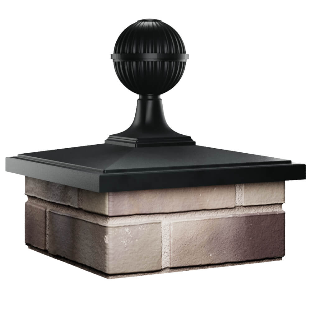 Колпак Zking БонаМоно Черный с шаром на столб 1.5х1.5 кирпича (385х385, 400х400мм) в сборе в Крымске фото