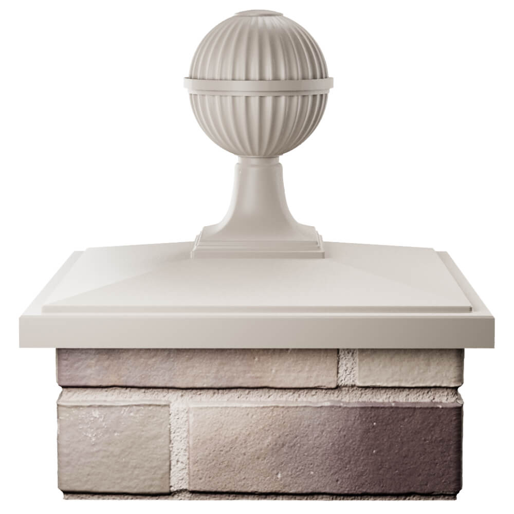 Колпак Zking БонаМоно Бежевый с шаром на столб 1.5х1.5 кирпича (385х385, 400х400мм) в сборе Крымск фото