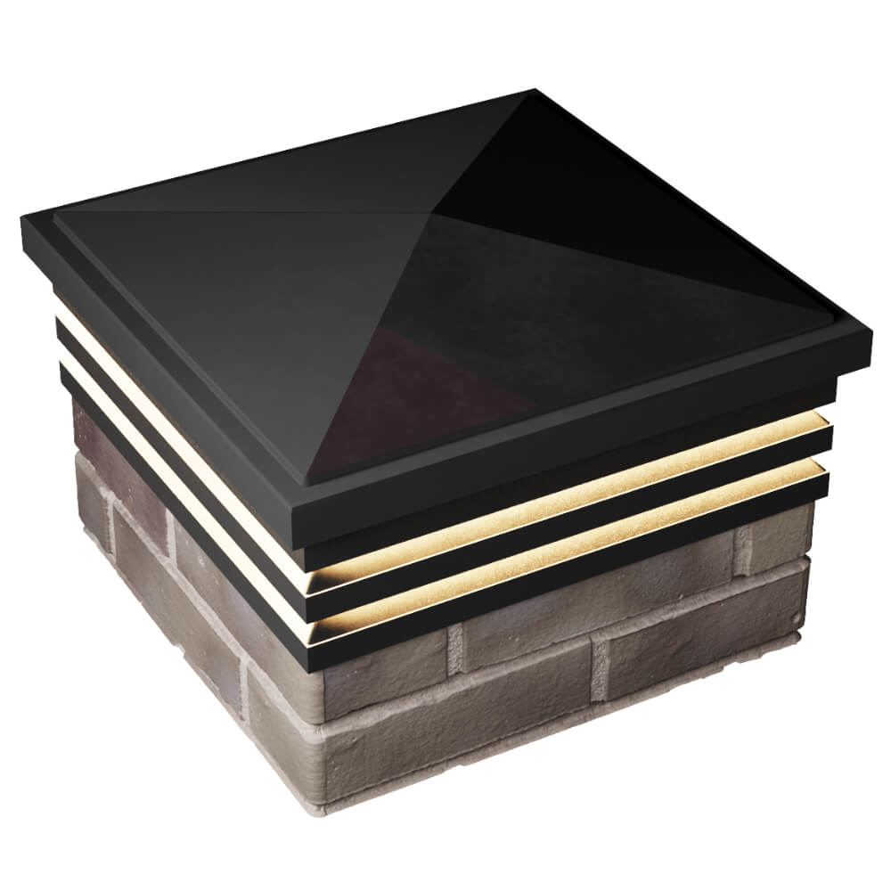 Колпак Zking Бона ХайТек Черный на столб 1.5х1.5 кирпича (385х385мм) с подсветкой в Крымске фото