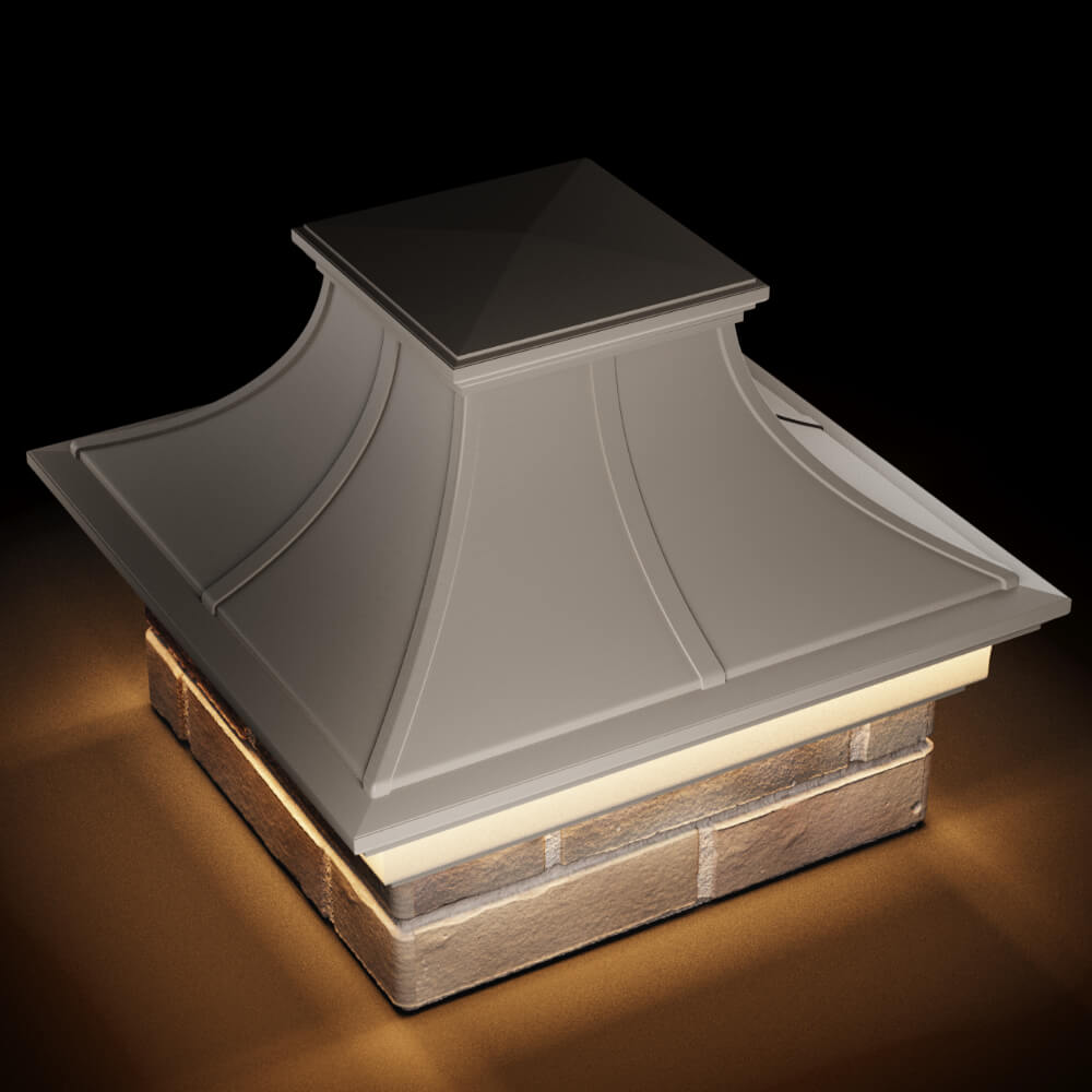 Колпак Zking Монблан Премиум Бежевый на столб 1.5х1.5 кирпича (385х385мм) с подсветкой в Крымске фото