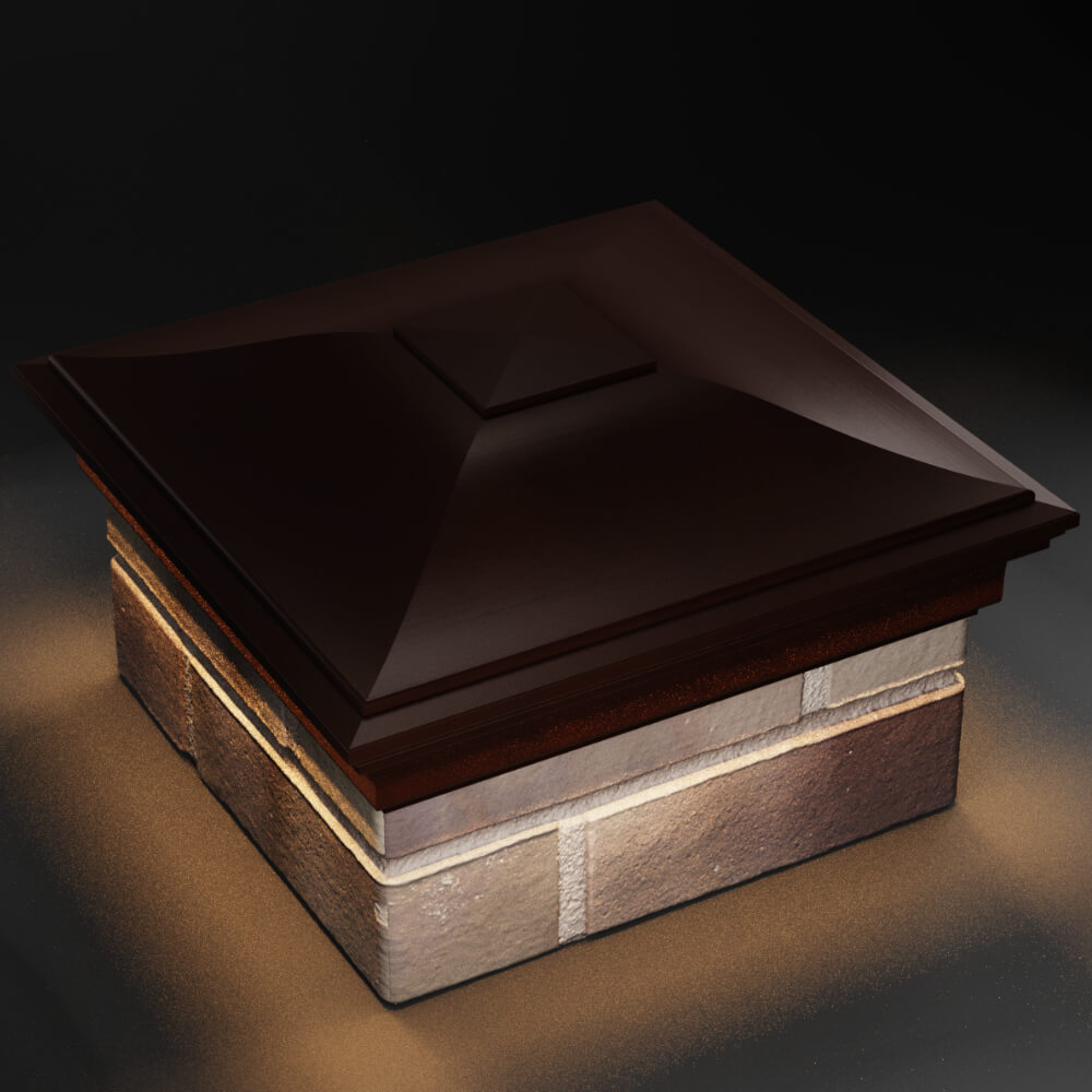 Колпак Zking Монблан Коричневый на столб 1.5х1.5 кирпича (385х385мм) с подсветкой в Крымске фото