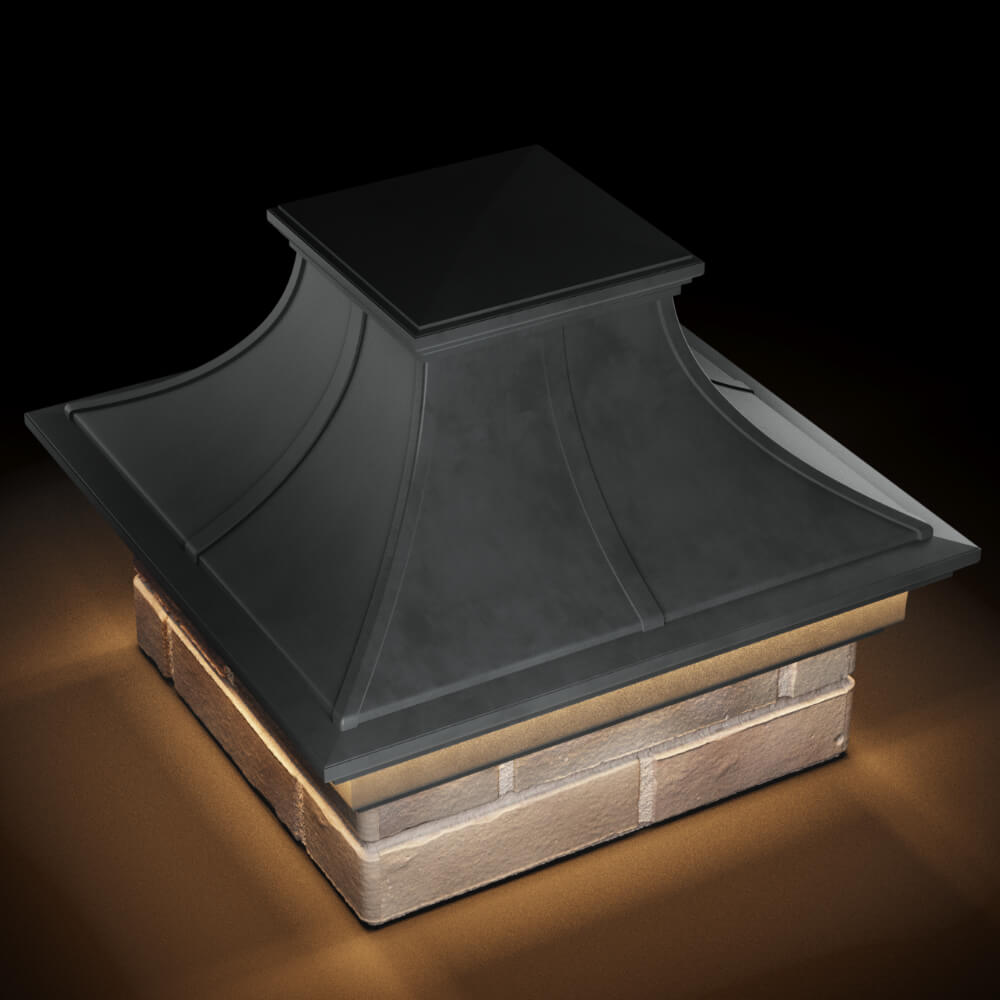 Колпак Zking Монблан Премиум Серый на столб 1.5х1.5 кирпича (385х385мм) с подсветкой в Крымске фото