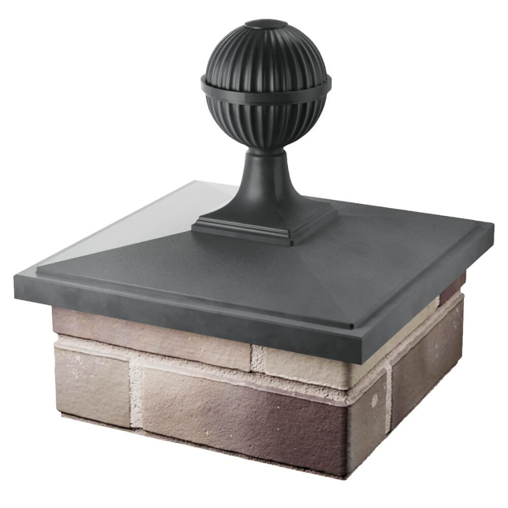 Колпак Zking БонаМоно Серый с шаром на столб 1.5х1.5 кирпича (385х385, 400х400мм) в сборе в Крымске фото