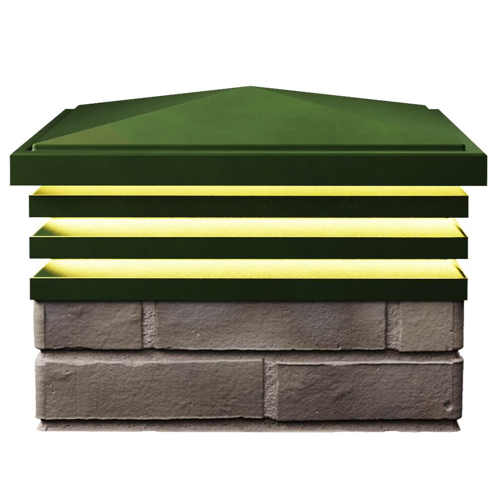 Колпак Zking Бона ХайТек Зеленый на столб 1.5х1.5 кирпича (385х385мм) с подсветкой в Крымске фото