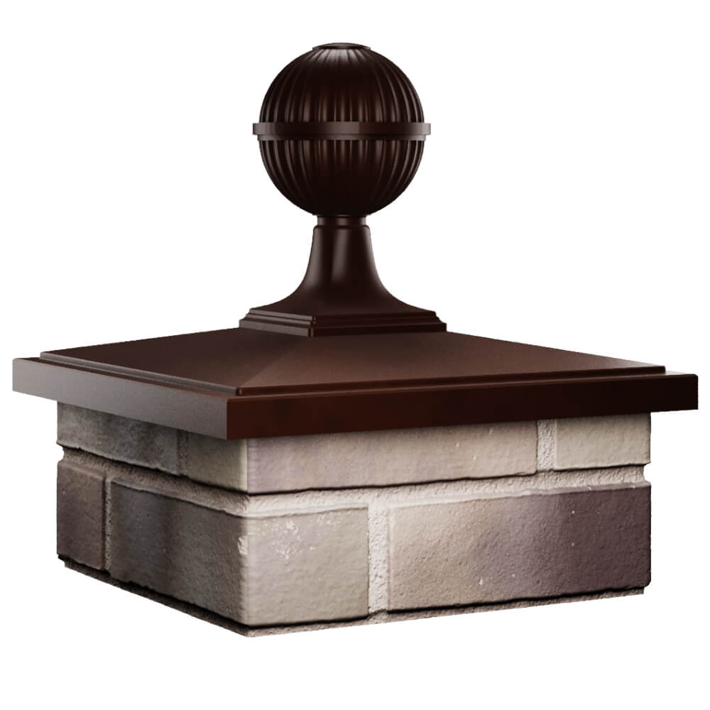 Колпак Zking БонаМоно Коричневый с шаром на столб 1.5х1.5 кирпича (385х385, 400х400мм) в сборе в Крымске фото