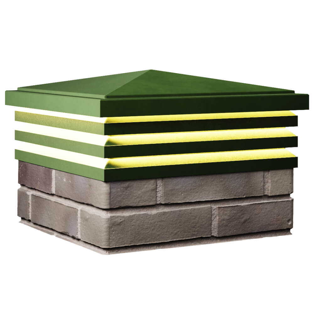 Колпак Zking Бона ХайТек Зеленый на столб 1.5х1.5 кирпича (385х385мм) с подсветкой в Крымске фото