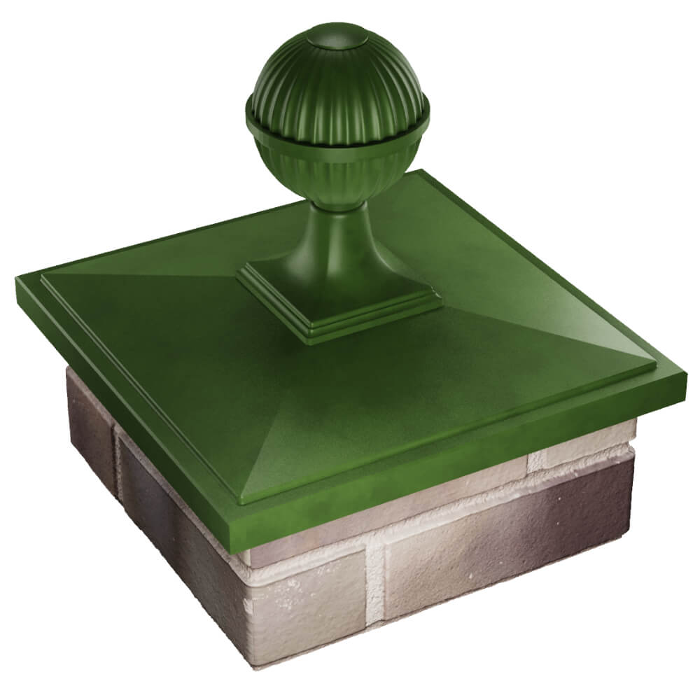 Колпак Zking БонаМоно Зеленый с шаром на столб 1.5х1.5 кирпича (385х385, 400х400мм) в сборе в Крымске фото