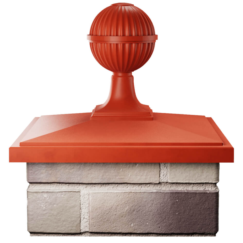 Колпак Zking БонаМоно Красный с шаром на столб 1.5х1.5 кирпича (385х385, 400х400мм) в сборе Крымск фото