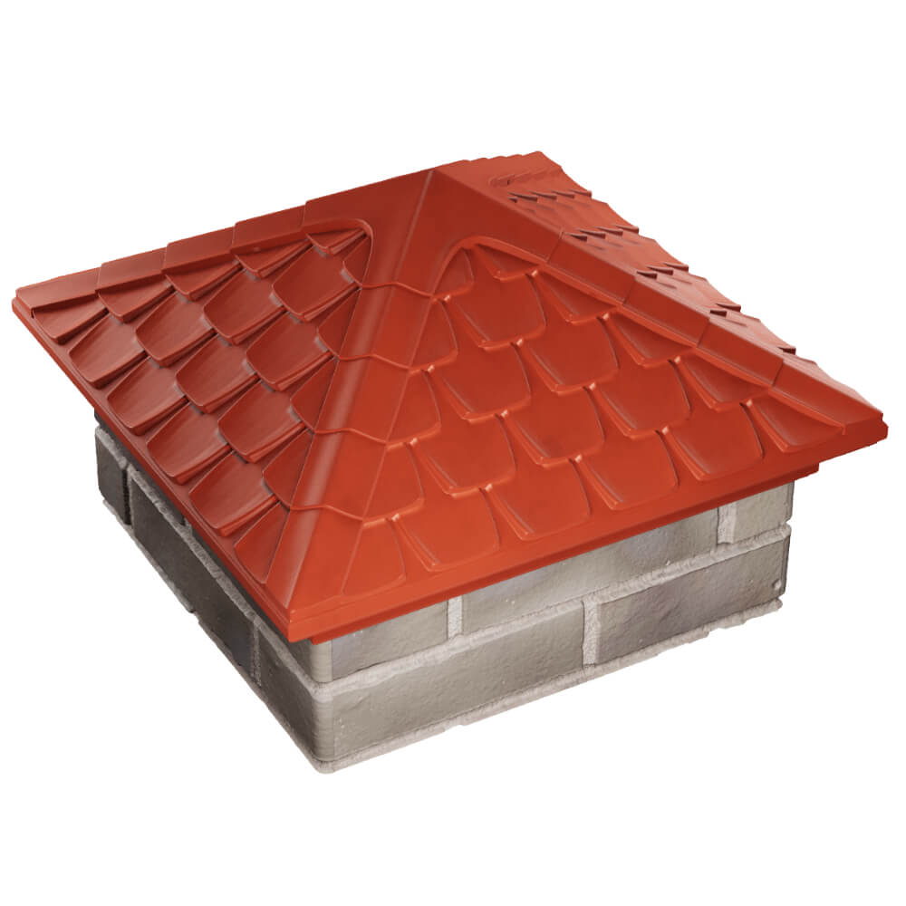 Колпак Zking Эльбрус Красный на столб 1.5х1.5 кирпича (385х385мм) в Крымске фото