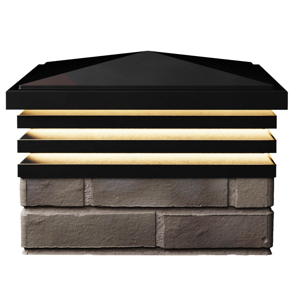 Колпак Zking Бона ХайТек Черный на столб 1.5х1.5 кирпича (385х385мм) с подсветкой в Крымске фото