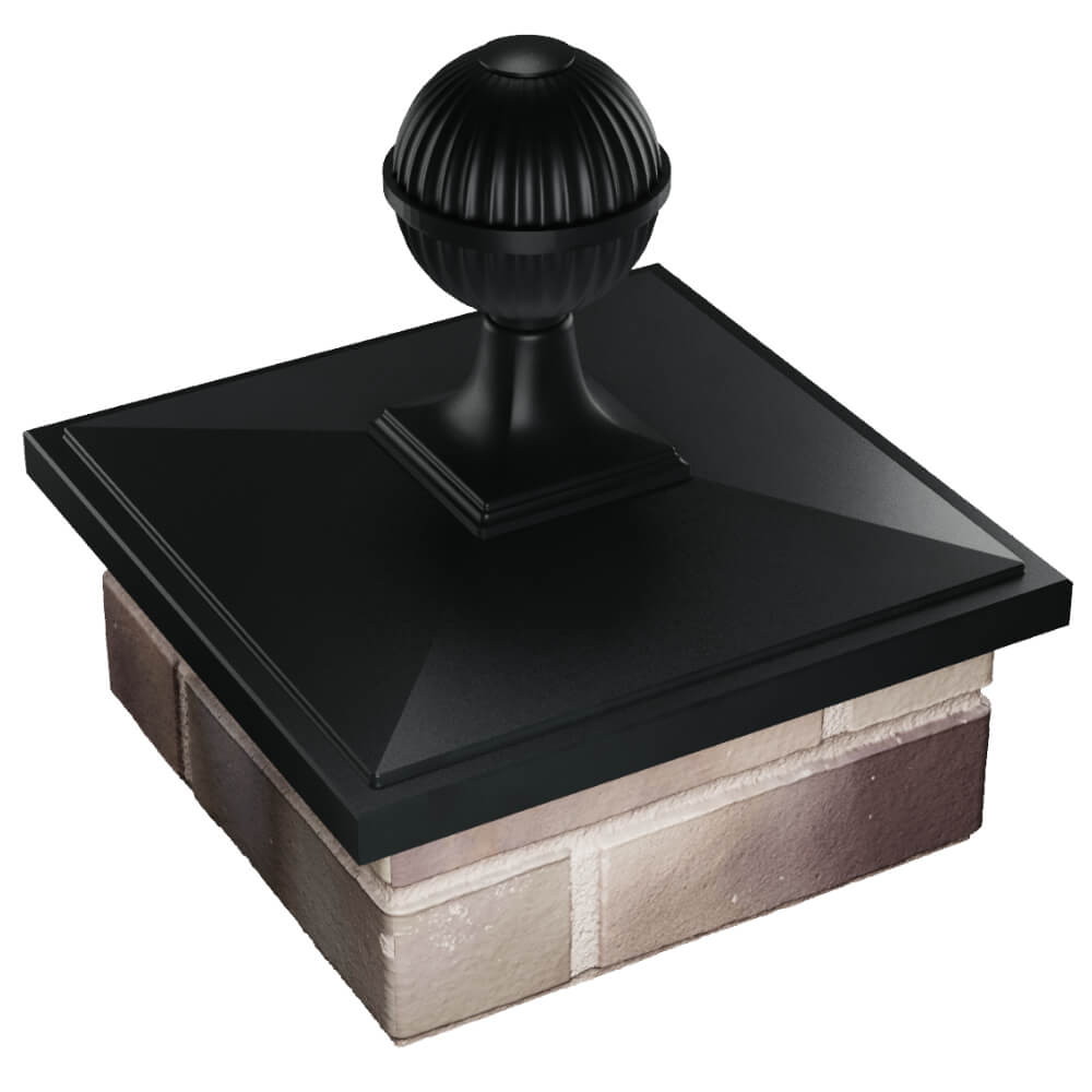 Колпак Zking БонаМоно Черный с шаром на столб 1.5х1.5 кирпича (385х385, 400х400мм) в сборе в Крымске фото