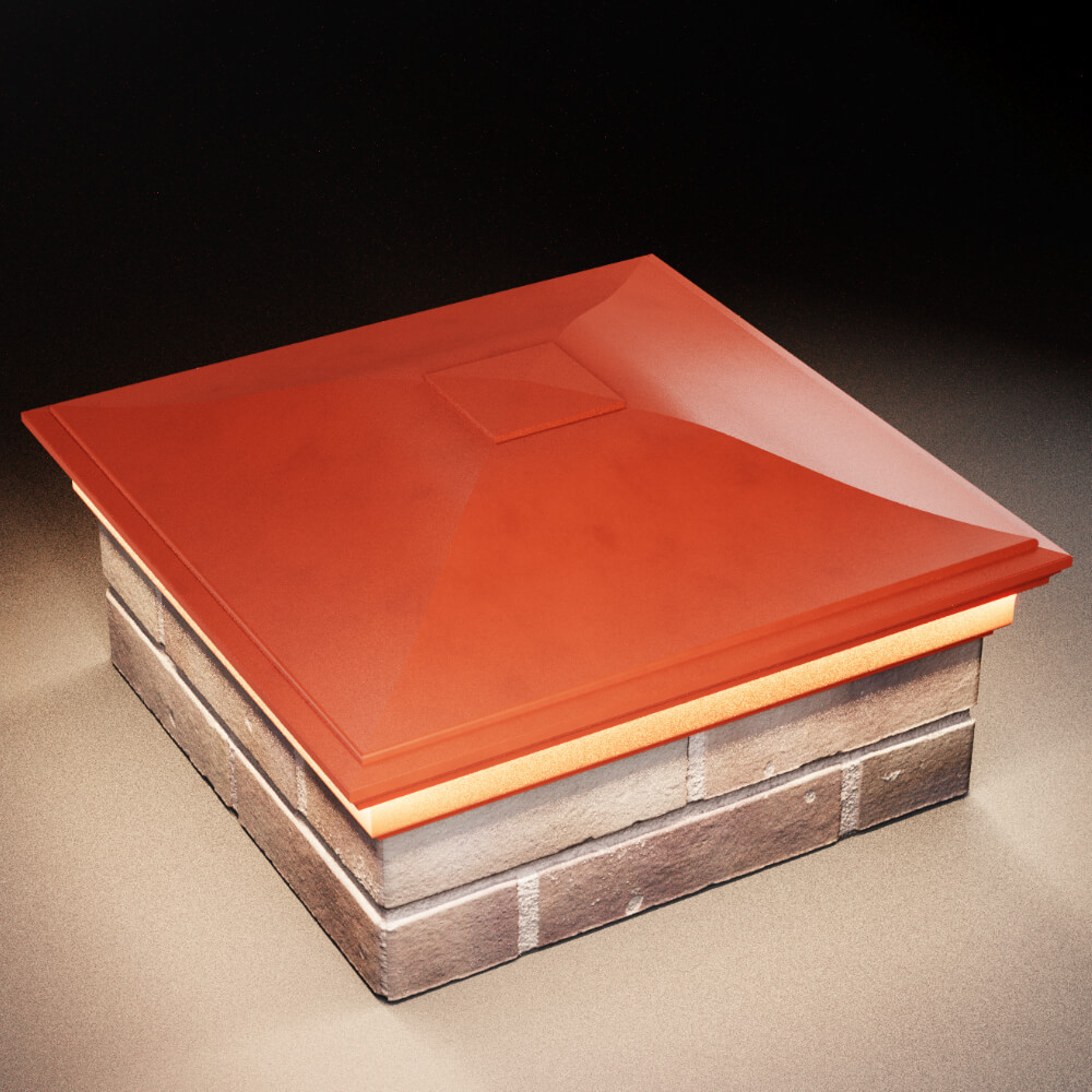 Колпак Zking Монблан Красный на столб 2х2 кирпича (515х515мм) c подсветкой в Крымске фото