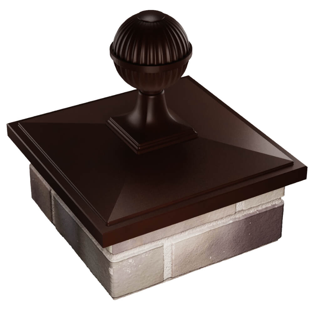 Колпак Zking БонаМоно Коричневый с шаром на столб 1.5х1.5 кирпича (385х385, 400х400мм) в сборе в Крымске фото