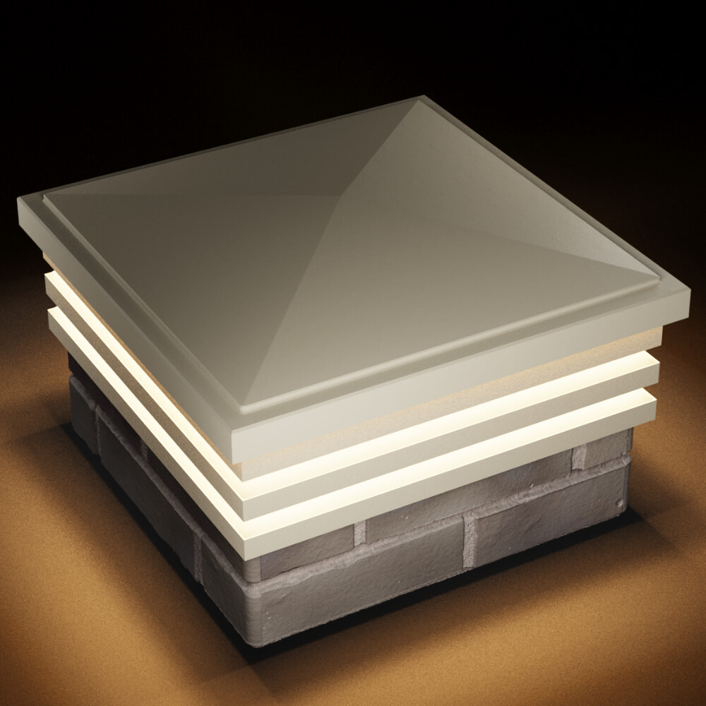 Колпак Zking Бона ХайТек Бежевый на столб 1.5х1.5 кирпича (385х385мм) с подсветкой в Крымске фото