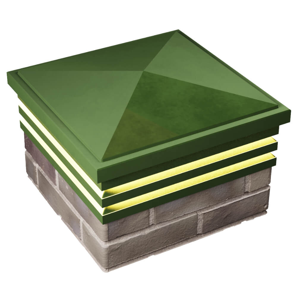 Колпак Zking Бона ХайТек Зеленый на столб 1.5х1.5 кирпича (385х385мм) с подсветкой в Крымске фото