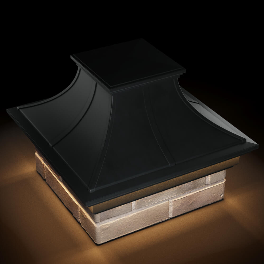 Колпак Zking Монблан Премиум Черный на столб 1.5х1.5 кирпича (385х385мм) с подсветкой в Крымске фото