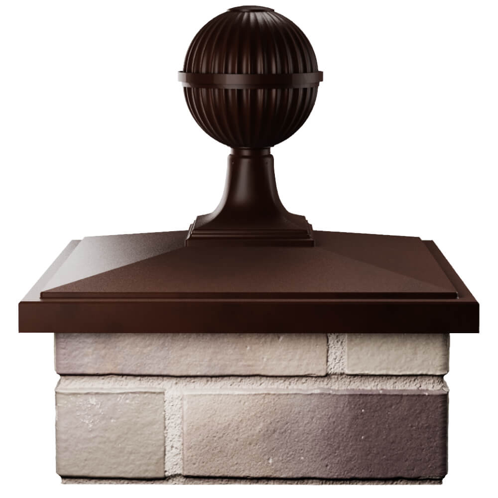 Колпак Zking БонаМоно Коричневый с шаром на столб 1.5х1.5 кирпича (385х385, 400х400мм) в сборе Крымск фото