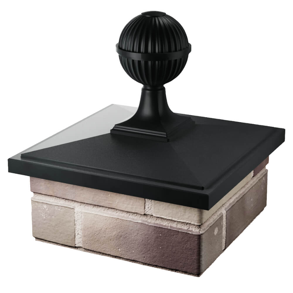 Колпак Zking БонаМоно Черный с шаром на столб 1.5х1.5 кирпича (385х385, 400х400мм) в сборе в Крымске фото