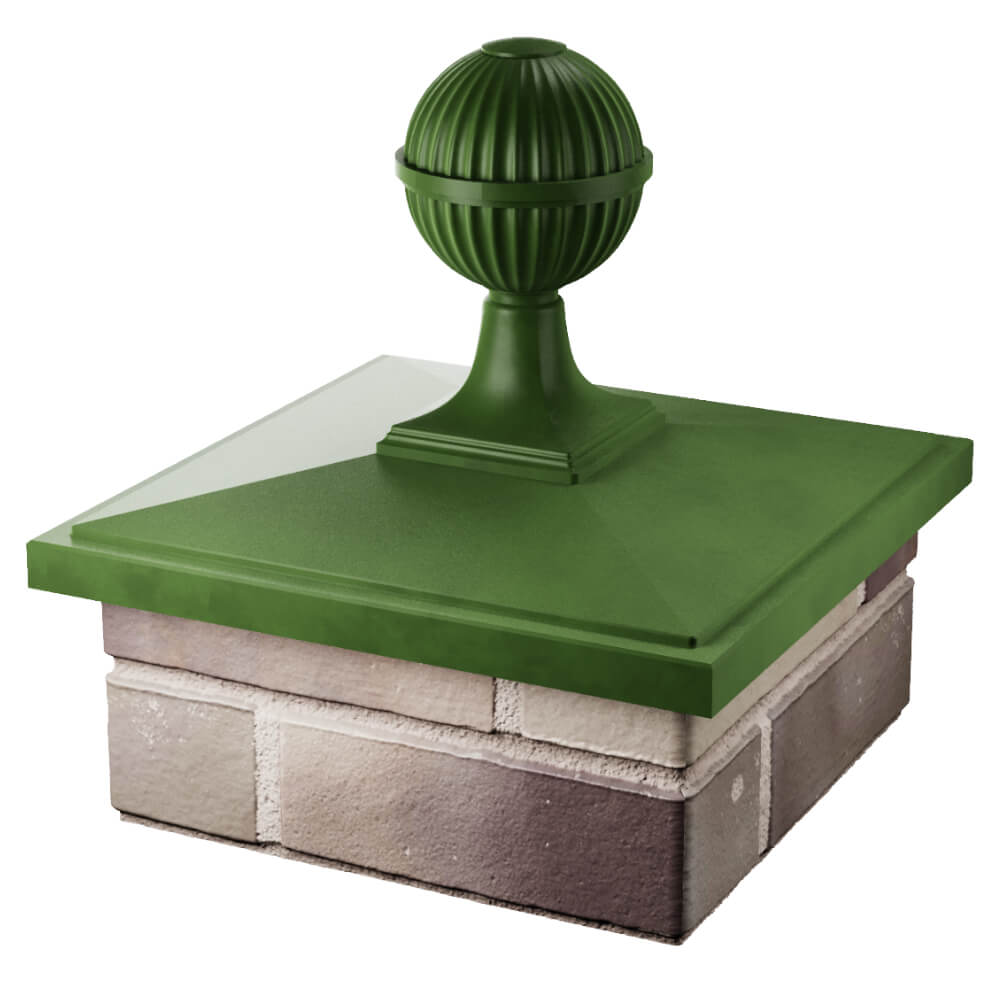 Колпак Zking БонаМоно Зеленый с шаром на столб 1.5х1.5 кирпича (385х385, 400х400мм) в сборе в Крымске фото