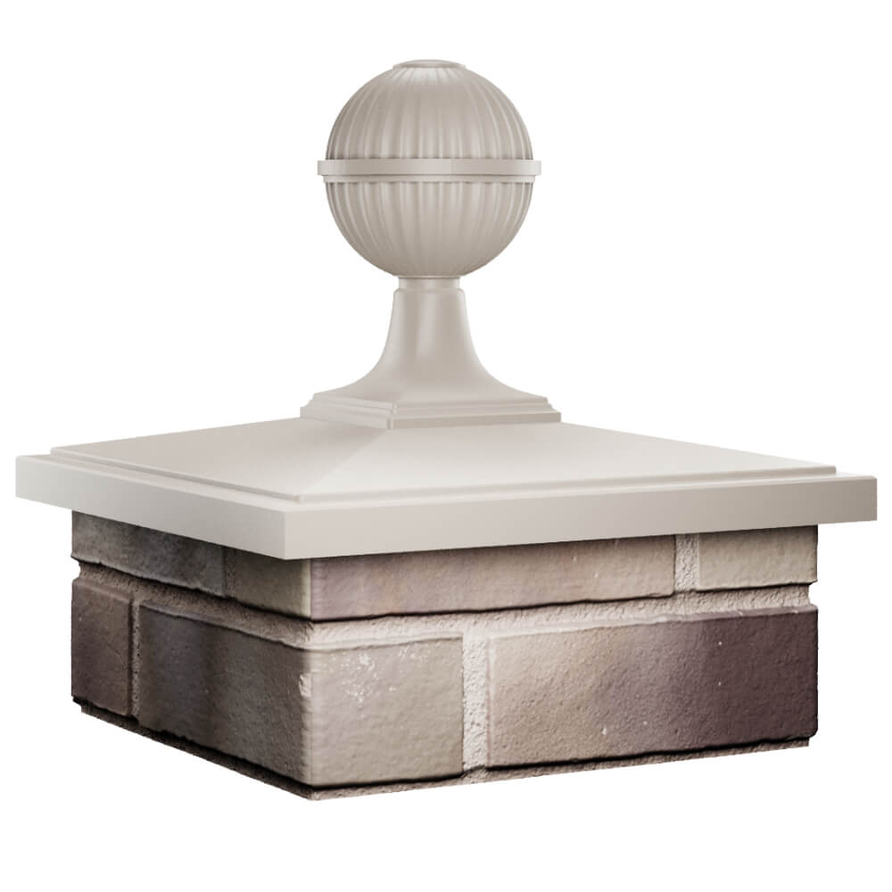 Колпак Zking БонаМоно Бежевый с шаром на столб 1.5х1.5 кирпича (385х385, 400х400мм) в сборе в Крымске фото
