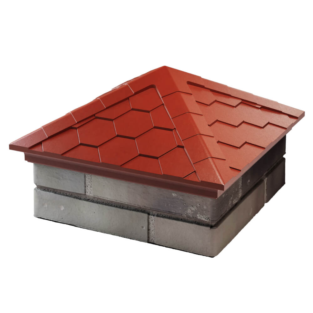 Колпак Zking Эверест Красный на столб 1.5х1.5 кирпича (390х390мм) в Крымске фото