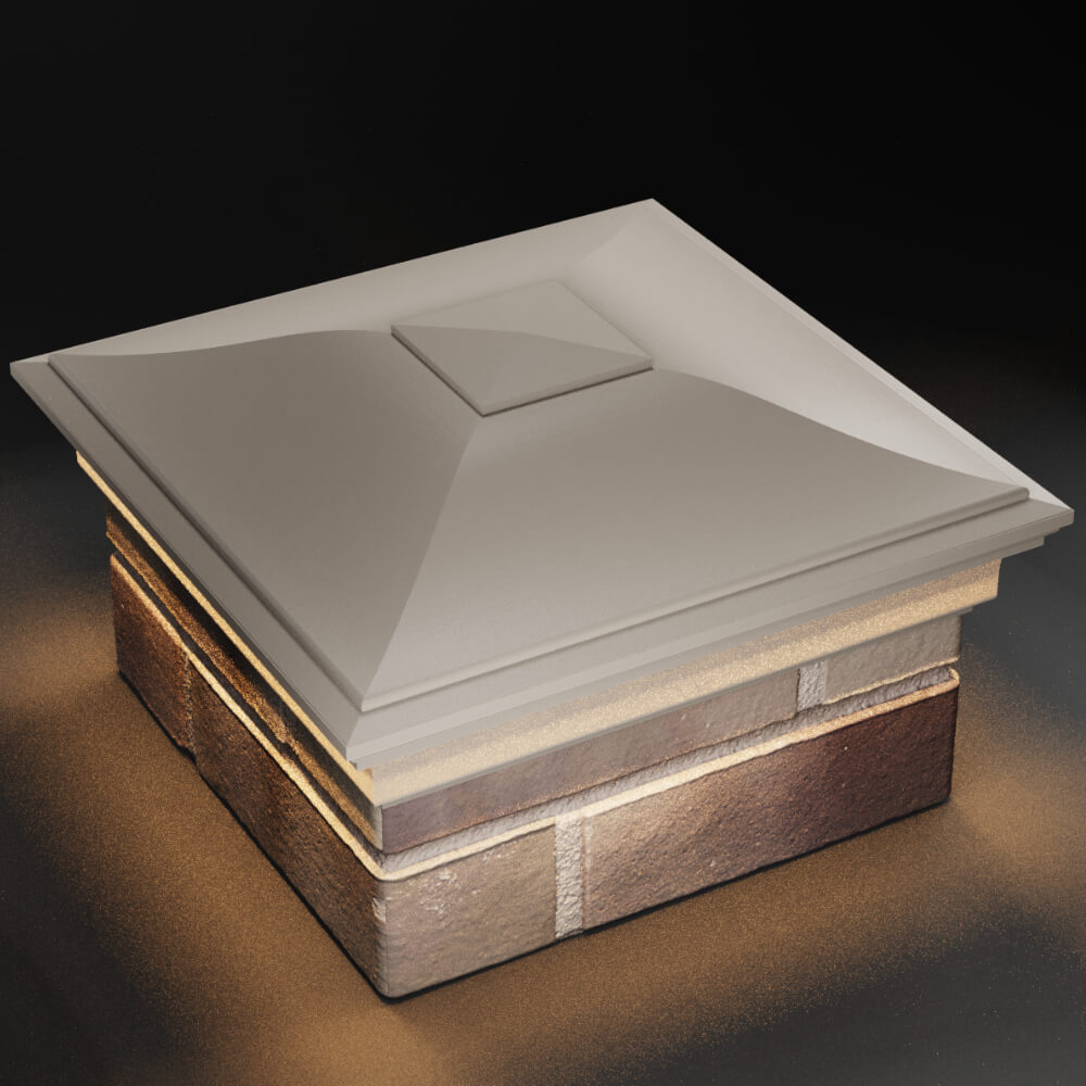 Колпак Zking Монблан Бежевый на столб 1.5х1.5 кирпича (385х385мм) с подсветкой в Крымске фото