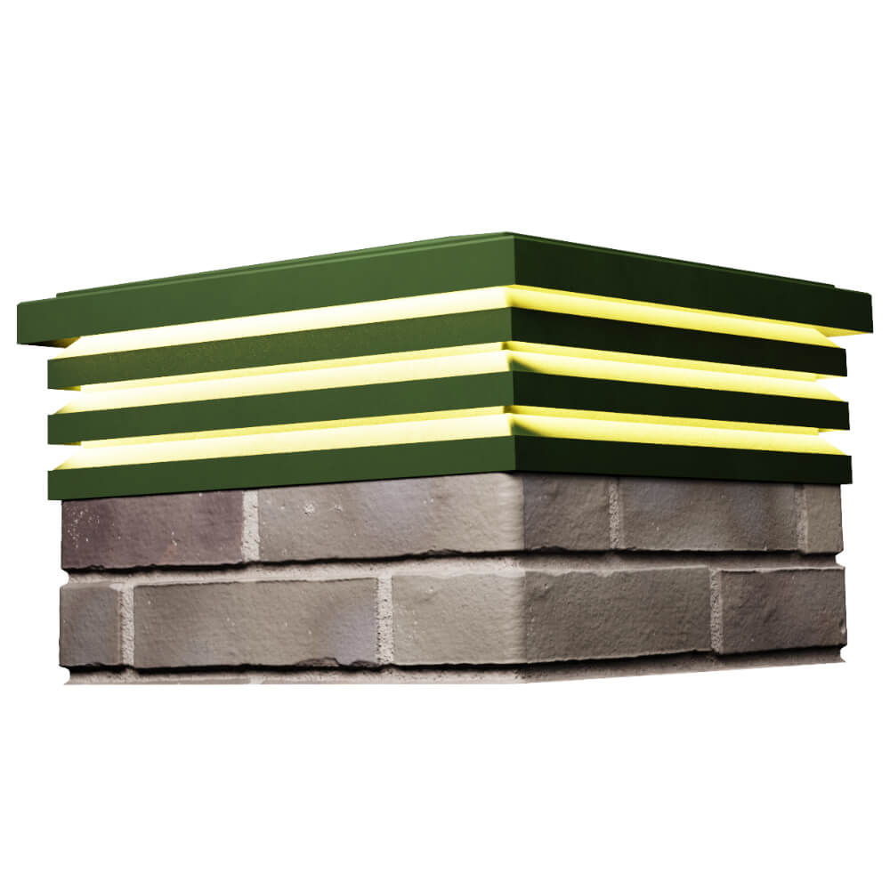 Колпак Zking Бона ХайТек Зеленый на столб 1.5х1.5 кирпича (385х385мм) с подсветкой в Крымске фото