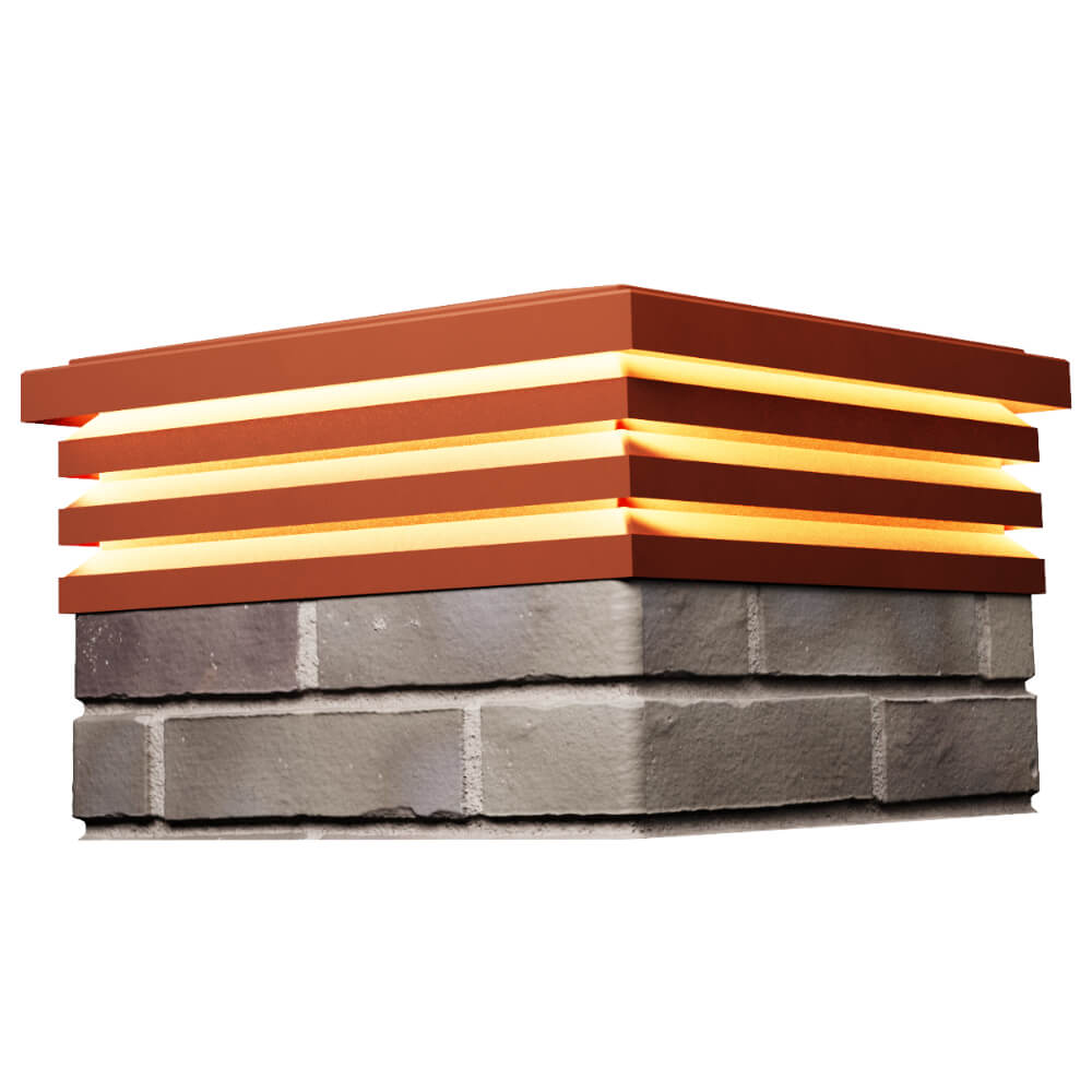 Колпак Zking Бона ХайТек Красный на столб 1.5х1.5 кирпича (385х385мм) с подсветкой в Крымске фото