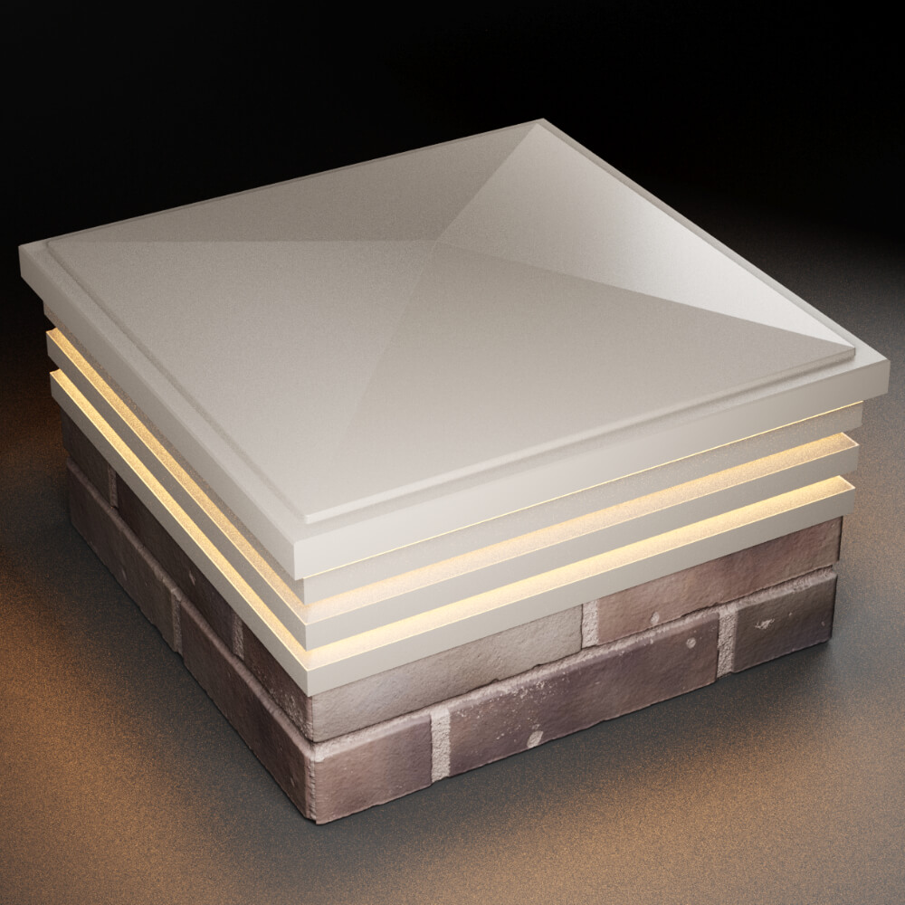 Колпак Zking Бона ХайТек Бежевый на столб 2х2 кирпича (513х513мм) с подсветкой в Крымске фото