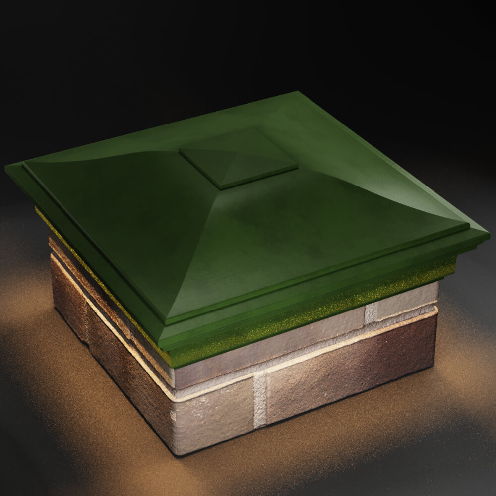 Колпак Zking Монблан Зеленый на столб 1.5х1.5 кирпича (385х385мм) с подсветкой в Крымске фото