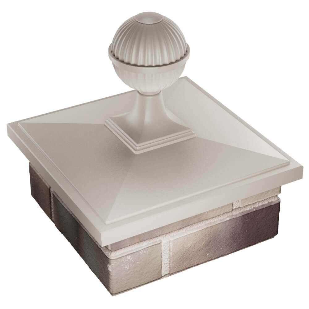 Колпак Zking БонаМоно Бежевый с шаром на столб 1.5х1.5 кирпича (385х385, 400х400мм) в сборе в Крымске фото