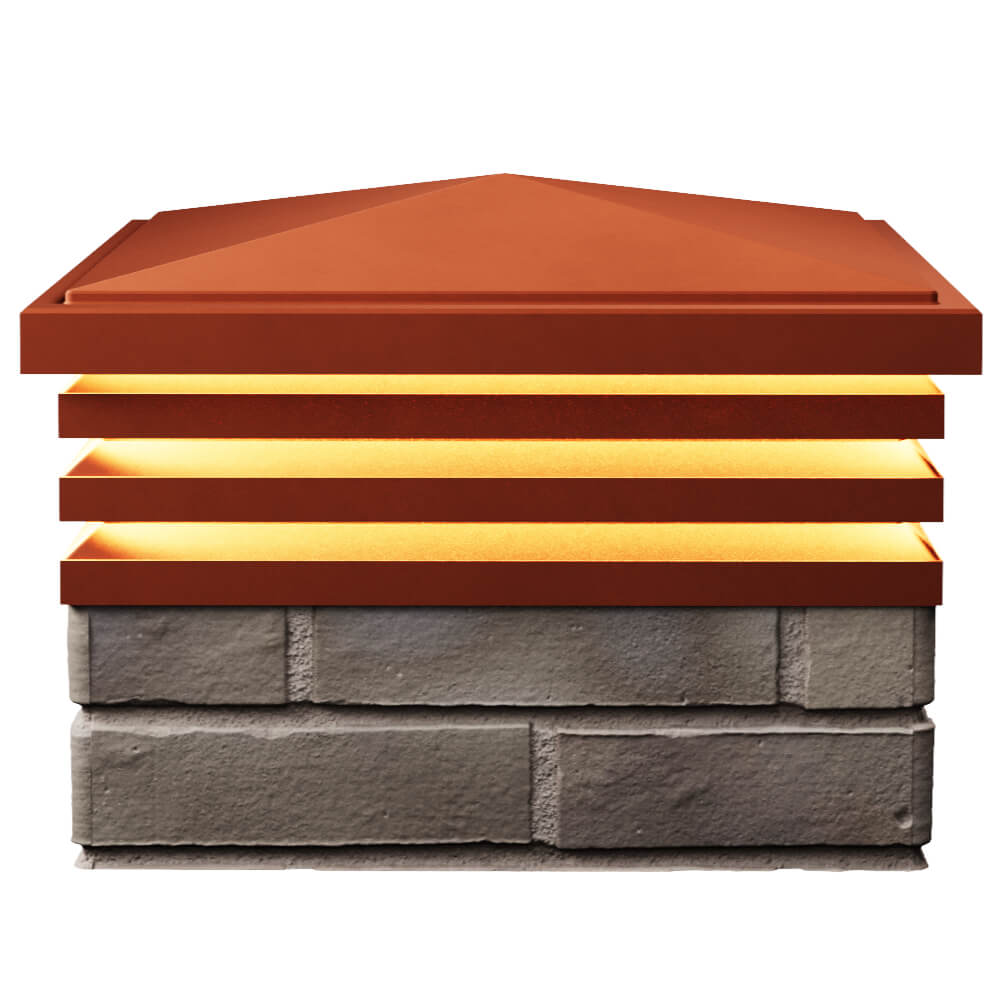 Колпак Zking Бона ХайТек Красный на столб 1.5х1.5 кирпича (385х385мм) с подсветкой в Крымске фото