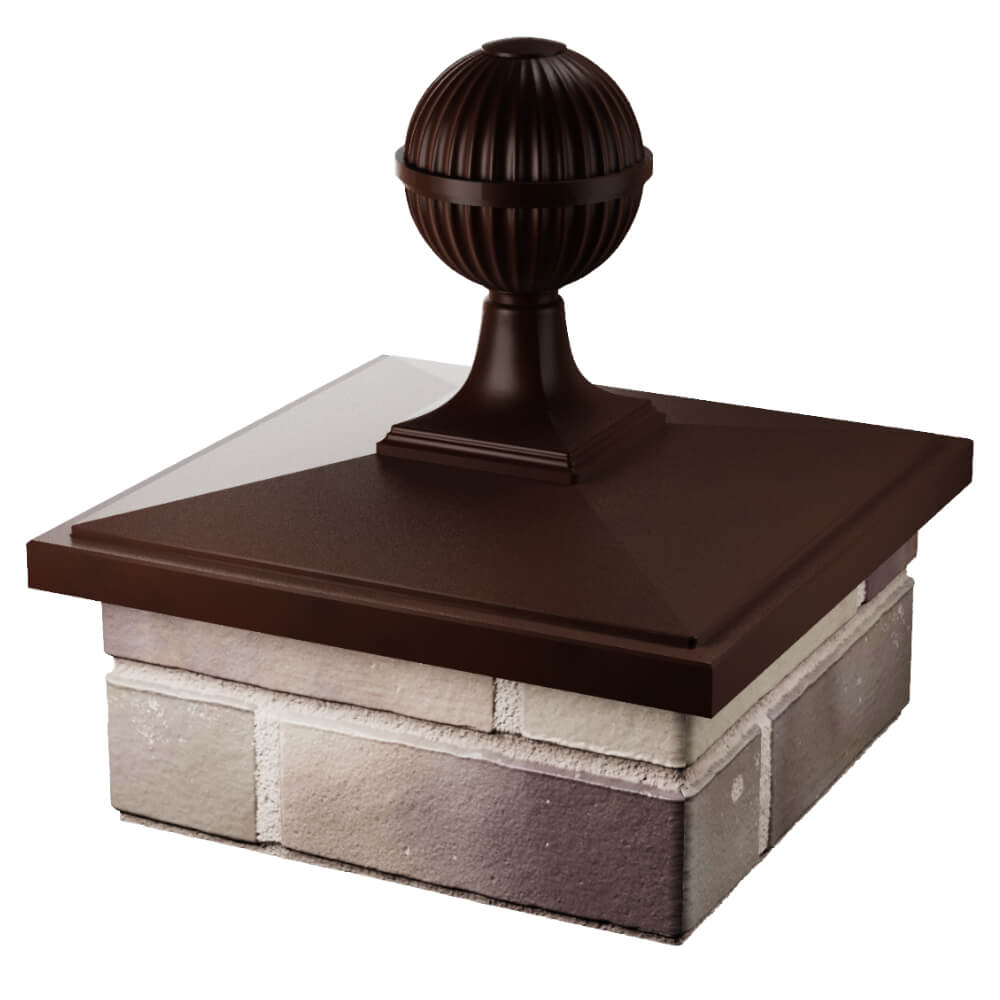 Колпак Zking БонаМоно Коричневый с шаром на столб 1.5х1.5 кирпича (385х385, 400х400мм) в сборе в Крымске фото