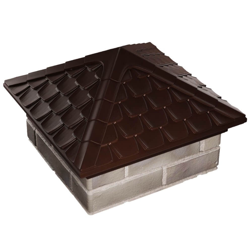 Колпак Zking Эльбрус Коричневый на столб 1.5х1.5 кирпича (385х385мм) в Крымске фото