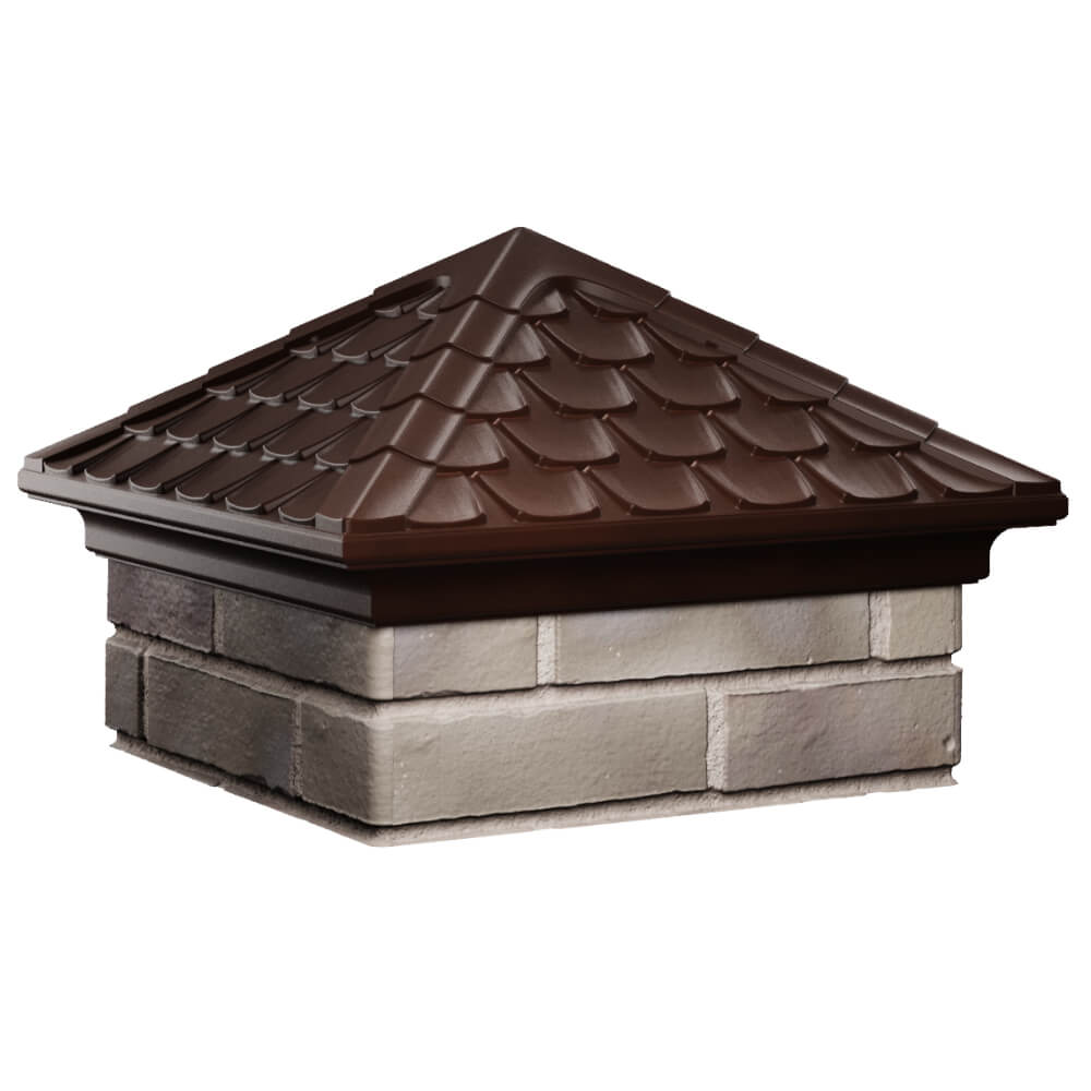 Колпак Zking Эльбрус Коричневый на столб 1.5х1.5 кирпича (385х385мм) в Крымске фото